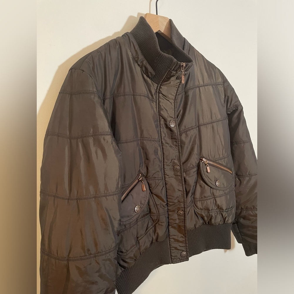 Giacca Winter Puffer Coat Jacket Size Large Goldish Brown Color No Hood Y2K - Picture 3 of 12